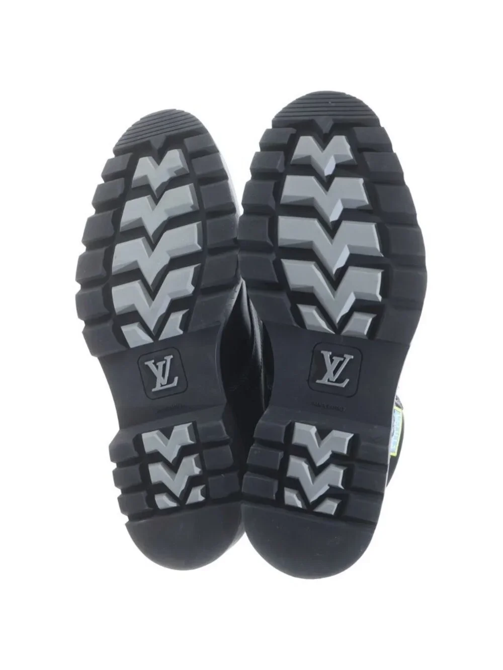 Louis Vuitton Oberkampf Line Logo Patch Ankle Boots Tracking Black Gray